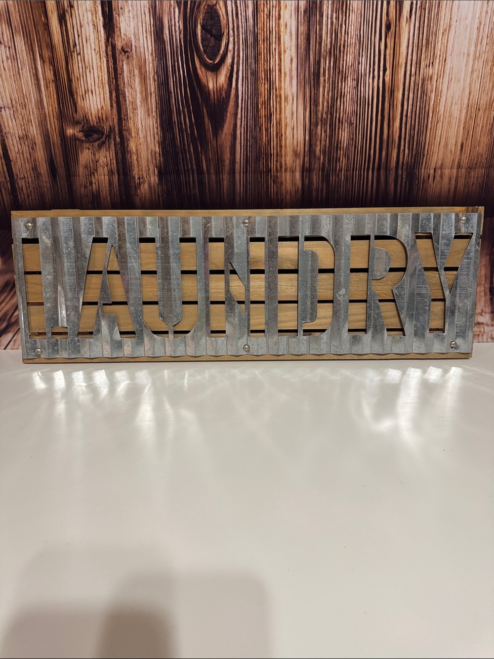 Laundry Galvanized Metal & Wood Wall Sign